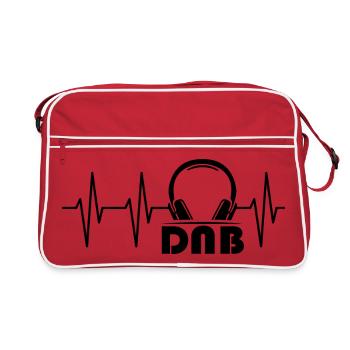 dnb heartbeat headphones drum n bass pulse logo - Retro Bag - red/white - Front