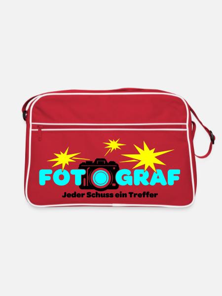 Fotograf Fotografin Fotokamera - Retro Tasche - Rot/Weiß - Vorne