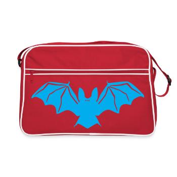 Blue Bat Silhouette - Retro Bag - red/white - Front