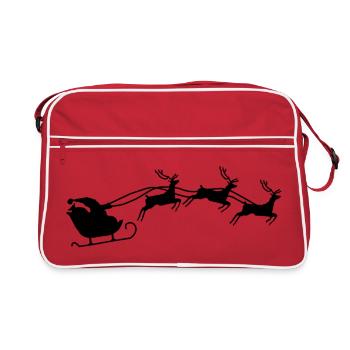 Weihnachtsmann mit Schlitten - Retro Tasche - Rot/Weiß - Vorne