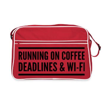 Powered by coffee, delays, and Wi-Fi - Retro Bag - red/white - Front