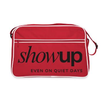 Show Up Even on Quiet Days – Statement Design - Retro Bag - red/white - Front