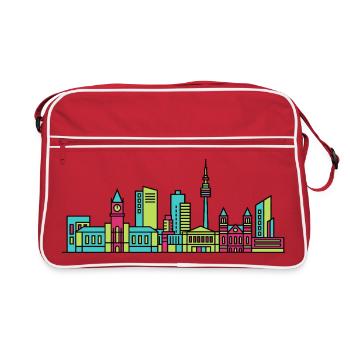 Leeds City Skyline Town Hall Modern Line Art - Retro Bag - red/white - Front