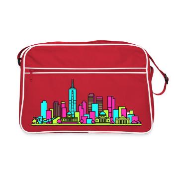 Melbourne City Skyline Flinders Station Art - Retro Bag - red/white - Front