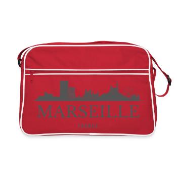 Marseille France, skyline de Marseille - Sac Retro - rouge/blanc - Devant