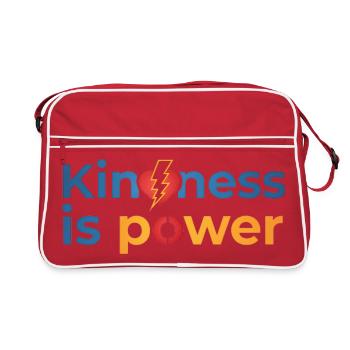 Kindness is power Buntes Herz Blitz Design - Retro Tasche - Rot/Weiß - Vorne
