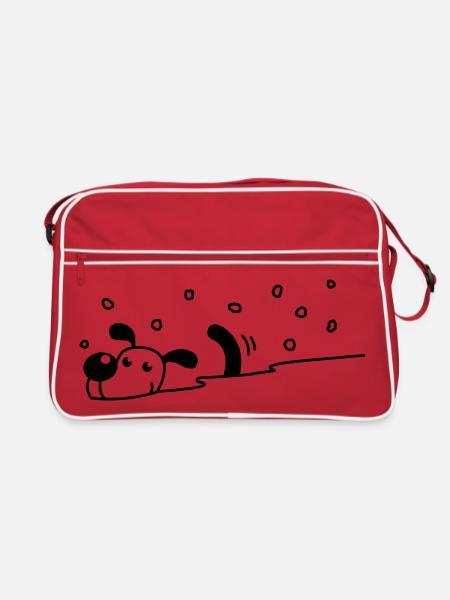 Un chien mignon dans la neige - Sac Retro - rouge/blanc - Devant