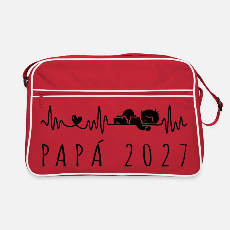 Papá 2027 Latido del Corazón Anuncio Embarazo Retro Tasche