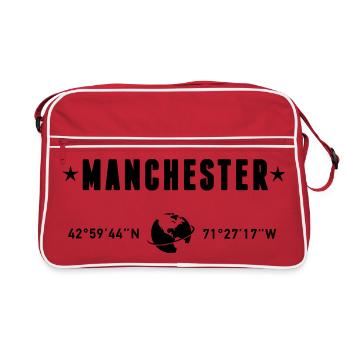 Manchester, Royaume-Uni, coordonnées Planète Terre - Sac Retro - rouge/blanc - Devant