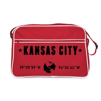 Kansas City Missouri Coordinates Globe - Retro Bag - red/white - Front