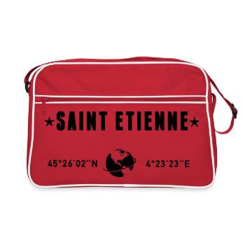 Saint Etienne France Coordonnées Globe - Sac Retro - rouge/blanc - Devant