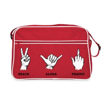 Beach Aloha Traffic Handzeichen Set – Illustration - Retro Tasche - Rot/Weiß - Vorne
