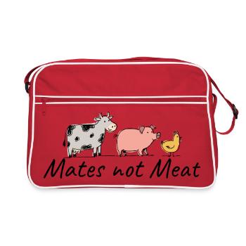 Vegan Mates not Meat Animal Love - Retro Bag - red/white - Front