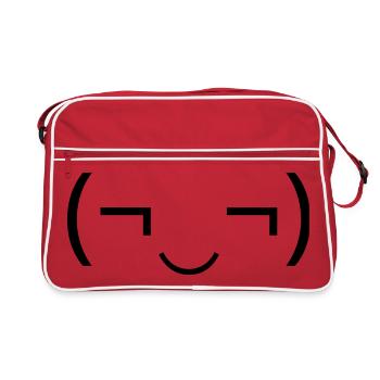 Mischievous emoticon (¬‿¬) naughty grin - Retro Bag - red/white - Front