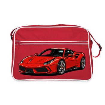 Red Sports Car Illustration - Retro Bag - red/white - Front