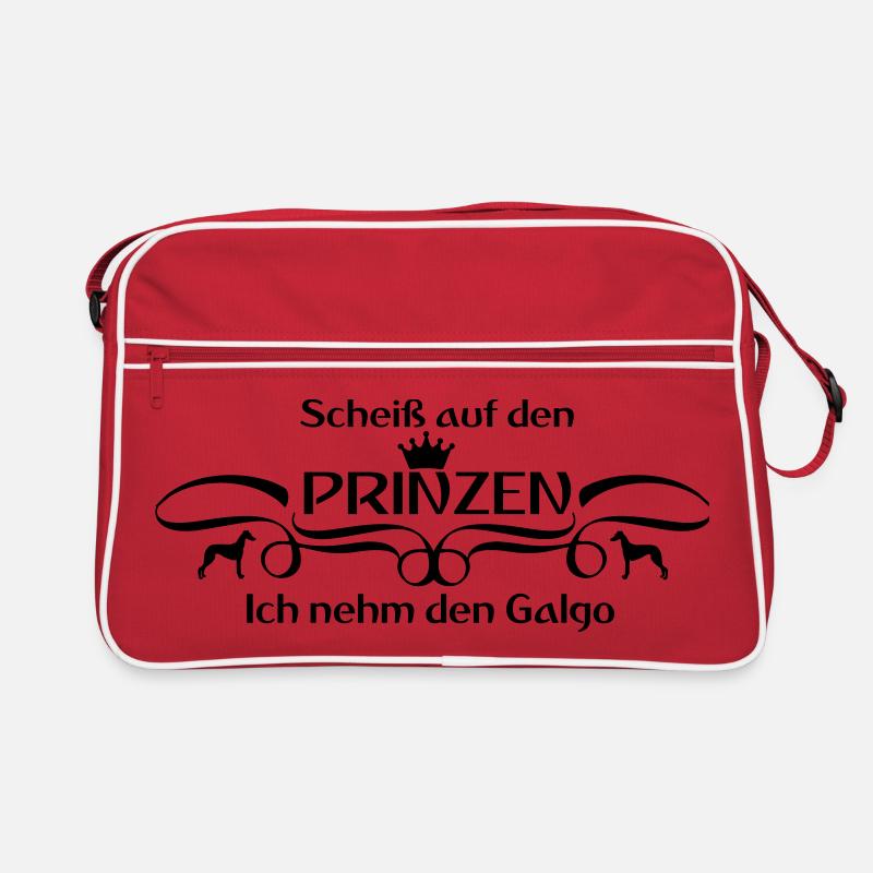 Scheiß auf den Prinzen...Ich nehm den Galgo - Retro Tasche - Rot/Weiß