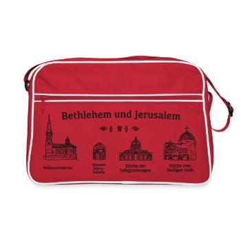 Jérusalem et Bethléem, lieux saints des chrétiens - Sac Retro - rouge/blanc - Devant