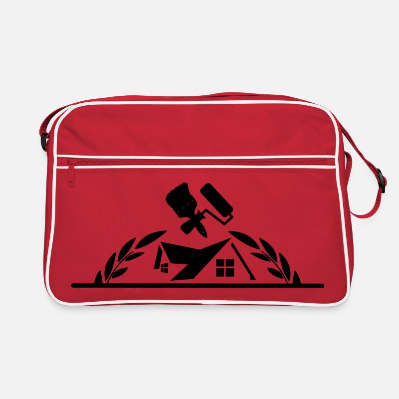House in half laurel wreath with paintbrush and paint roller Retro Bag