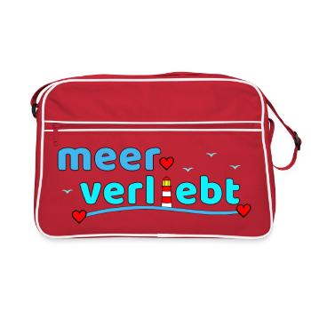 Meerverliebt Leuchtturm Herzdesign - Retro Tasche - Rot/Weiß - Vorne