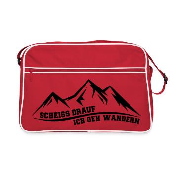 Scheiss drauf ich geh wandern lustiger Spruch - Retro Tasche - Rot/Weiß - Vorne