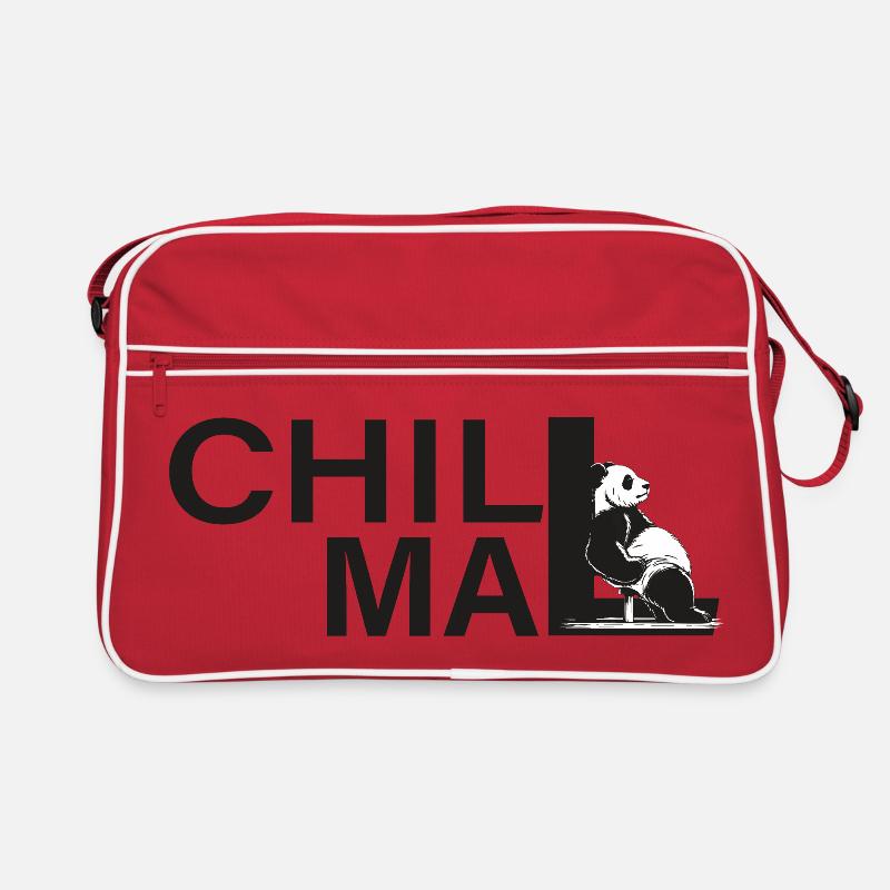 chill mal panda relax entspann dich Retro Tasche