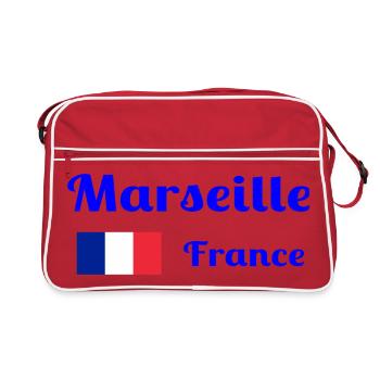 Marseille, France- Imprimés élégants - Sac Retro - rouge/blanc - Devant