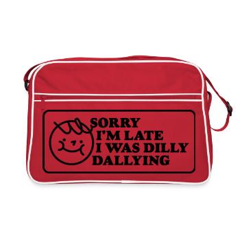 Sorry I'm Late – Playful Statement - Retro Bag - red/white - Front