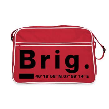 Brig Koordinaten Wallis Walliser Walliserin Briger - Retro Tasche - Rot/Weiß - Vorne