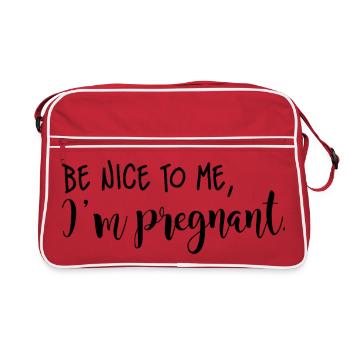 Sois gentil avec moi, je suis enceinte (police noire) - Sac Retro - rouge/blanc - Devant