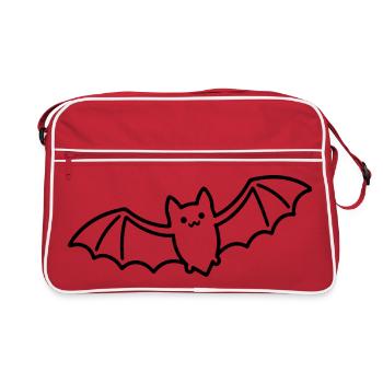 Bat Sketch – Simple Halloween Animal Motif - Retro Bag - red/white - Front