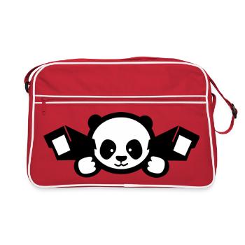 Cute Surveillance Panda – China Satire - Retro Bag - red/white - Front