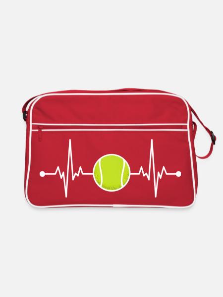 Battement de cœur Joueur de tennis Pouls Battement de cœur Homme - Sac Retro - rouge/blanc - Devant