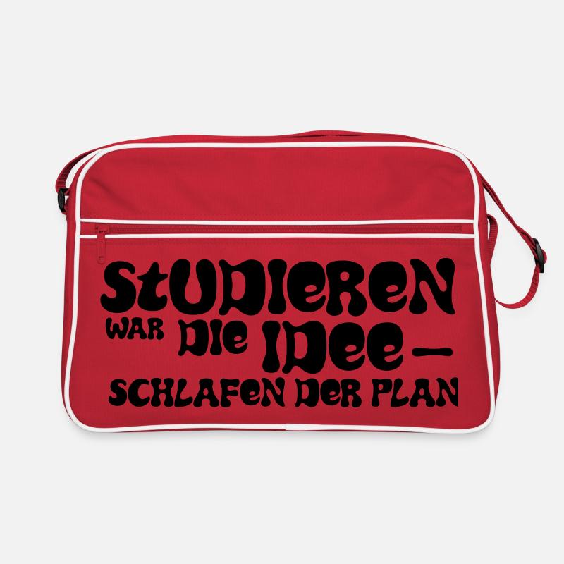 Studying was the idea – sleeping was the plan - Retro Bag - red/white