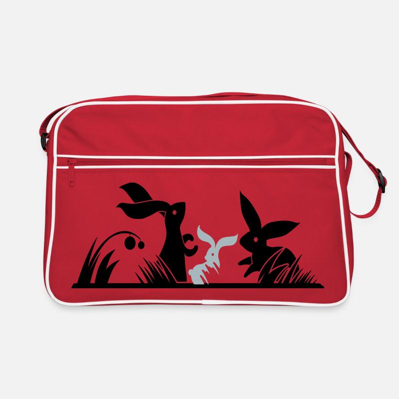 Trois lapins dans une prairie Sac Retro