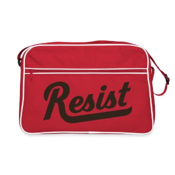 Resist Schriftzug Mutiger Protest - Retro Tasche - Rot/Weiß - Vorne
