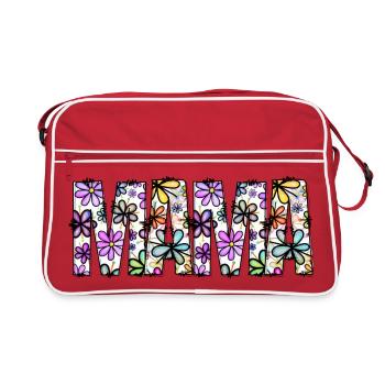 Floral Rainbow Word Pattern - Retro Bag - red/white - Front