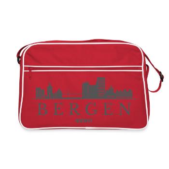 Bergen, Norvège, silhouette de Bergen - Sac Retro - rouge/blanc - Devant