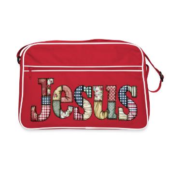 Patchwork Jesus Lettering - Retro Bag - red/white - Front