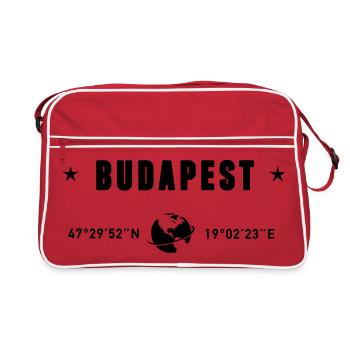 Budapest Hongrie Coordonnées Planète Terre - Sac Retro - rouge/blanc - Devant