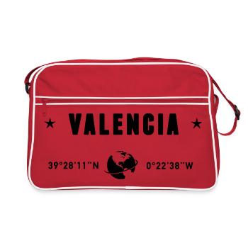 Valencia Spain Gps Coordinates Globe - Retro Bag - red/white - Front