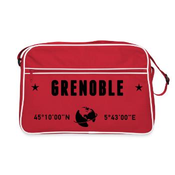 Grenoble France Coordonnées Gps Globe - Sac Retro - rouge/blanc - Devant