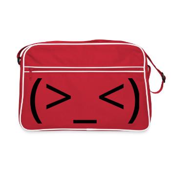 Émoticône (>_<) frustré argh Kaomoji - Sac Retro - rouge/blanc - Devant
