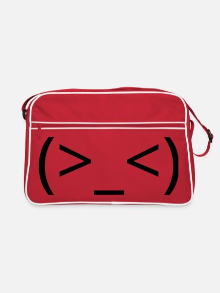 Émoticône (>_<) frustré argh Kaomoji - Sac Retro - rouge/blanc