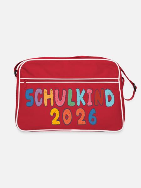 Schulkind 2026  - Retro Tasche - Rot/Weiß - Vorne