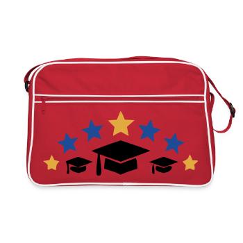Doktorhuete Sterne Abschluss Logo - Retro Tasche - Rot/Weiß - Vorne