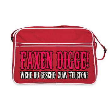 faxen digge spruch shirt - Retro Tasche - Rot/Weiß - Vorne