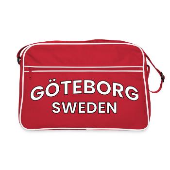 Göteborg Sweden Typographic Round Text - Retro Bag - red/white - Front