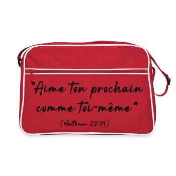 Aime ton prochain comme toi même (matthieu 22-39) - Sac Retro - rouge/blanc - Devant