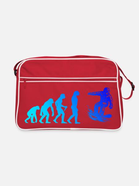Modernes Snowboard Artwork - Retro Tasche - Rot/Weiß - Vorne