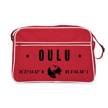 Oulu Coordonnées GPS Typographie Noire - Sac Retro - rouge/blanc - Devant
